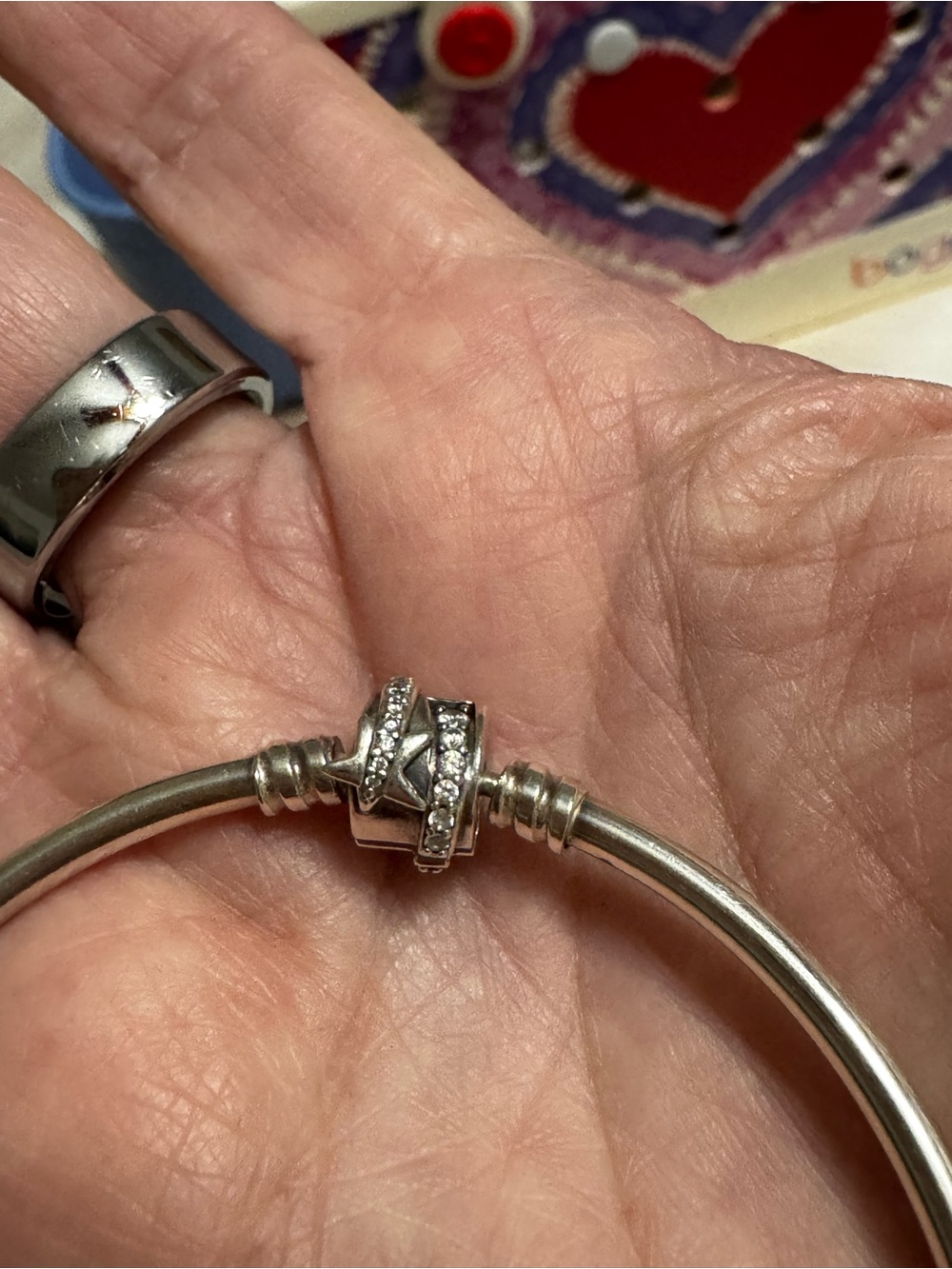 Genuine Pandora Bangle Bracelet with Cubic Zirconia CometClasp - AS IS
